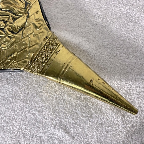 Vintage Antique Brass W Leather & Wood Decorative Bellows - Picture 7 of 16